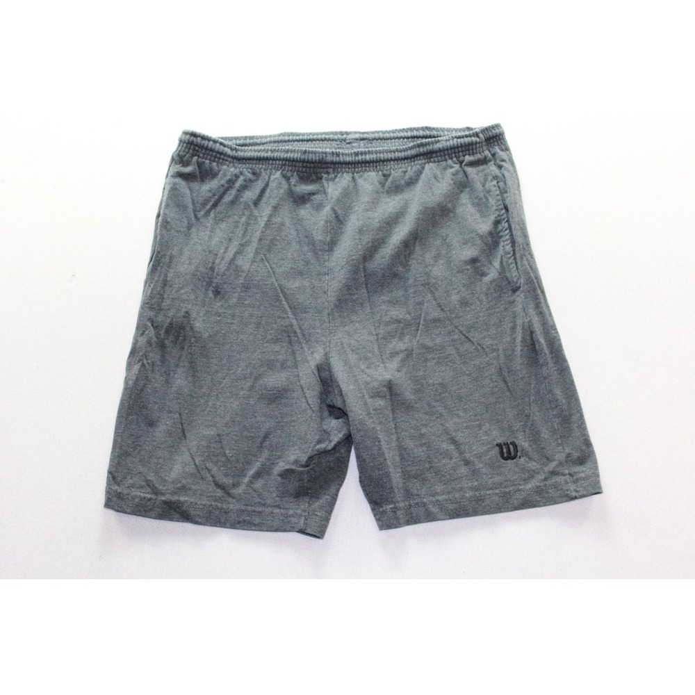 Wilson Athletic Shorts Mens Medium Gray Good Cotton Blend Pockets Logo